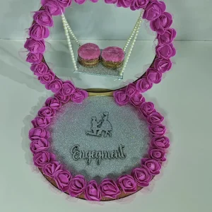 Romantic Pink Rose Engagement Decor - Handmade Floral Keepsake Display - Handmade engagement decor