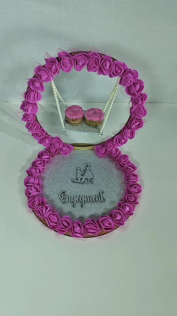 Romantic Pink Rose Engagement Decor - Handmade Floral Keepsake Display - Handmade engagement decor