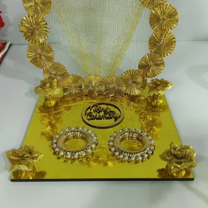 Golden Lotus Pearl Wedding Engagement Ring Decor Handmade Centerpiece - Handmade wedding centerpiece