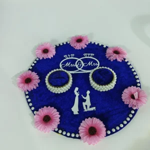 Handmade Pearl Wedding Ring Bearer Pillow - Blue Floral Engagement Decor - Handmade wedding ring bearer pillow