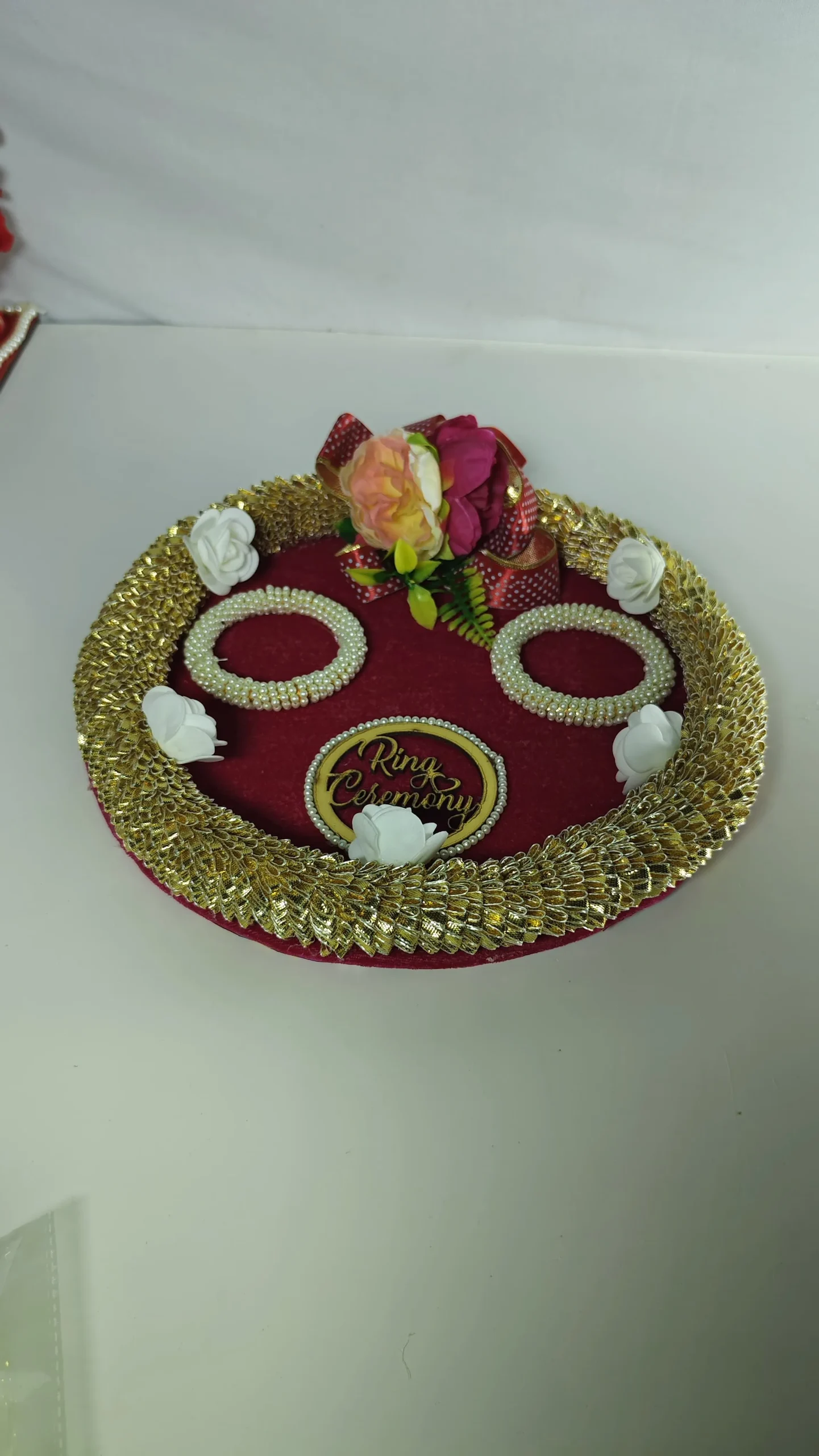 Elegant Pearl Ring Ceremony Decorative Plate - Handmade Wedding Ring Holder - Handmade ring ceremony plate