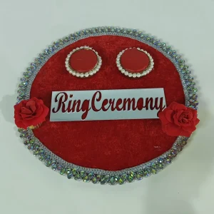 Elegant Pearl-Rimmed Ring Ceremony Decor Plate - Handmade Wedding Accessory - Ring ceremony plate