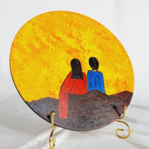 this is  Golden Hour Companionship –  Hand-Painted Art Piece