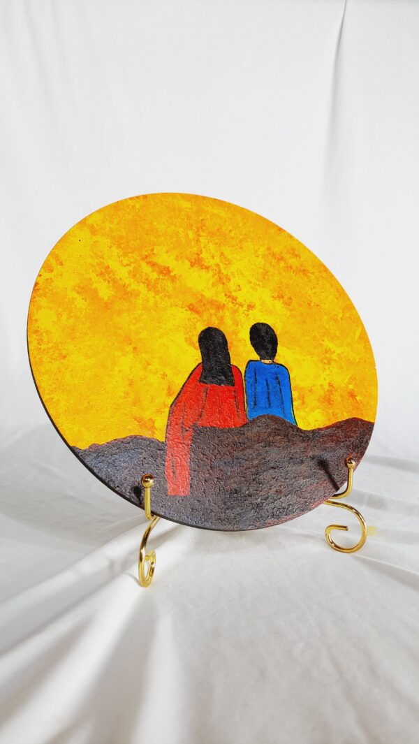 this is  Golden Hour Companionship –  Hand-Painted Art Piece