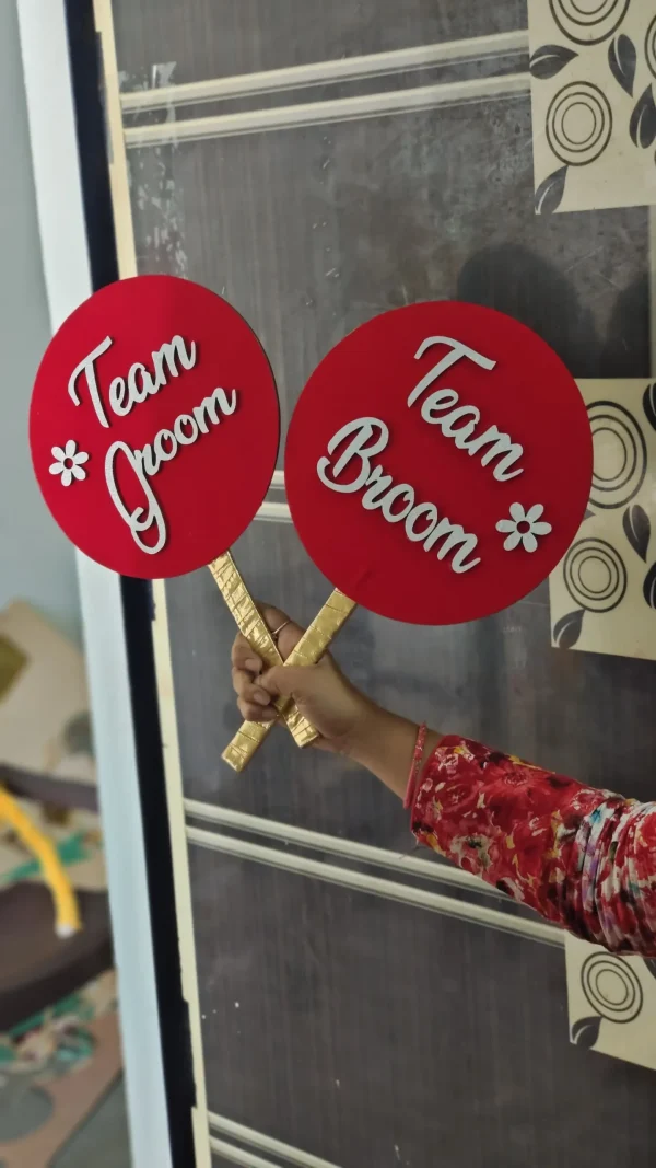 Team Bride Wedding Party Decorative Signs - Handmade Bridal Celebration Prop Set - Handmade wedding signs