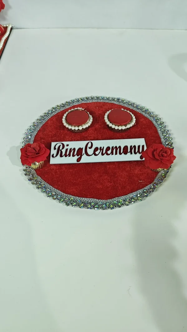 Elegant Pearl Beaded Ring Ceremony Decorative Tray - Handmade Wedding Accessory - Handmade ring ceremony tray