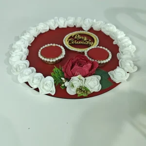 Elegant Pearl Ring Ceremony Decorative Floral Tray - Handmade Wedding Accessory - Handmade ring ceremony tray