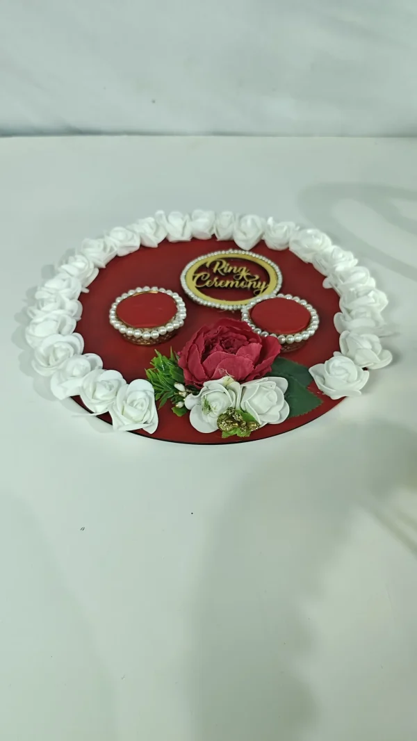 Elegant Pearl Ring Ceremony Decorative Floral Tray - Handmade Wedding Accessory - Handmade ring ceremony tray