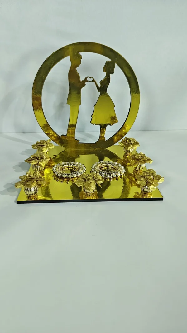 Golden Love Silhouette Romantic Handmade Decorative Centerpiece - Handmade golden centerpiece