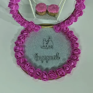 Handmade Pink Rose Engagement Decorative Tray with Pearl Detail - Handmade engagement tray