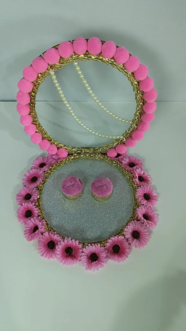 Handmade Pink Pom Pom Pearl Earrings - Artisan Floral Statement Jewelry - Handmade pink pom pom earrings