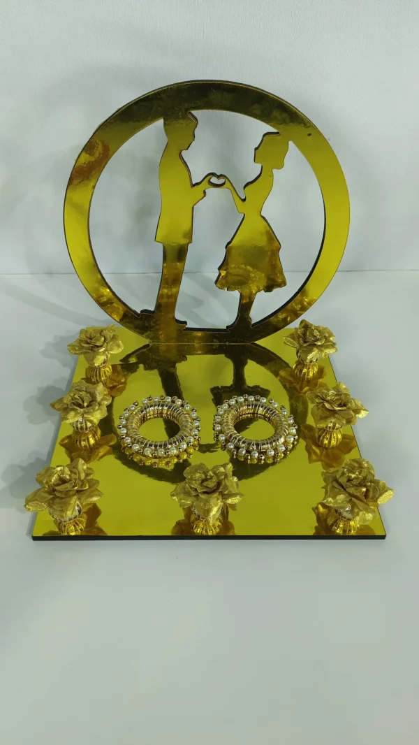 Romantic Golden Love Couple Candle Holder - Handmade Artisan Wedding Decor - Handmade love couple candle holder
