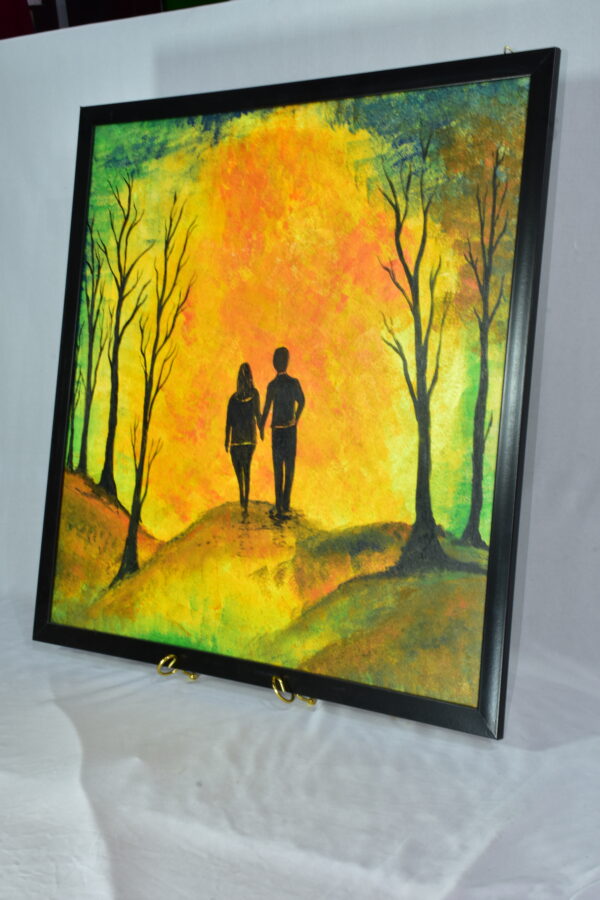 this is Sunset Stroll –  Art of Love and Togetherness hantmade painting - Image 2
