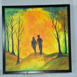 this is Sunset Stroll –  Art of Love and Togetherness hantmade painting