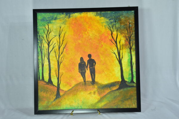this is Sunset Stroll –  Art of Love and Togetherness hantmade painting