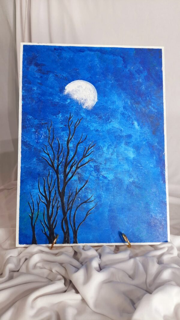 Midnight Serenity – Moonlit Tree Canvas Painting - Image 2
