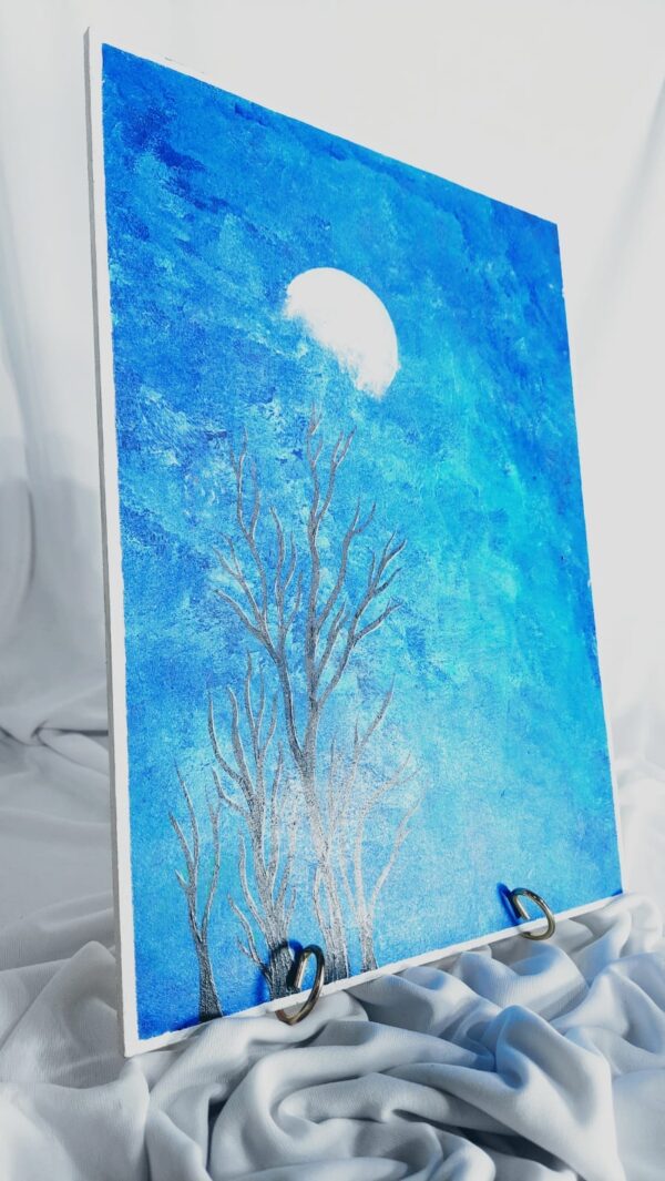 Midnight Serenity – Moonlit Tree Canvas Painting - Image 4