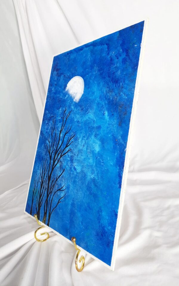 Midnight Serenity – Moonlit Tree Canvas Painting - Image 3