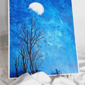 Midnight Serenity – Moonlit Tree Canvas Painting