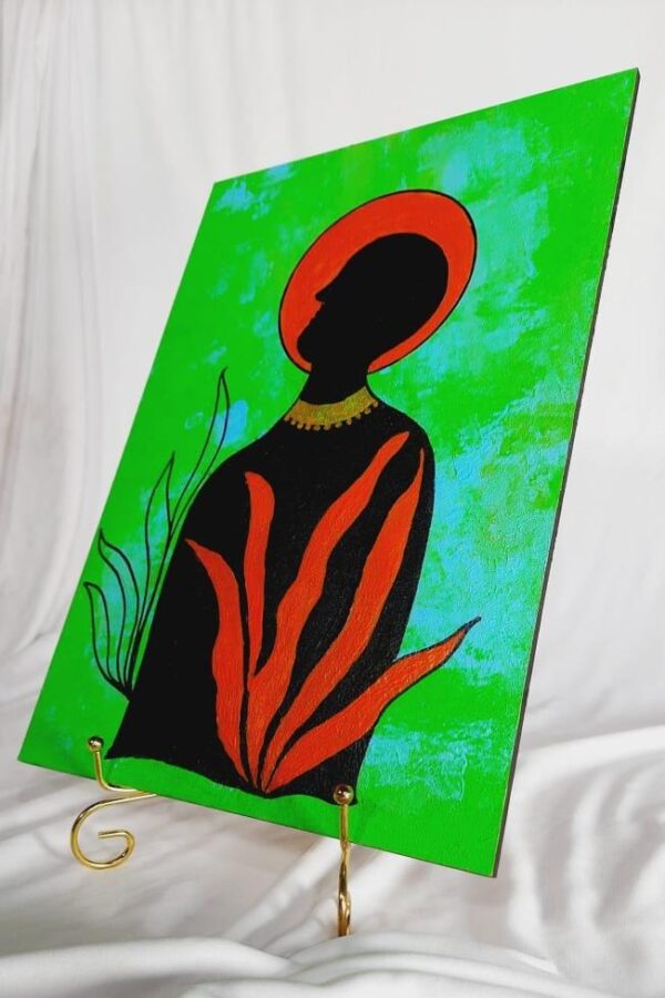 this is handmade "Sacred Silhouette" - Vibrant Abstract Portrait Painting - Image 3