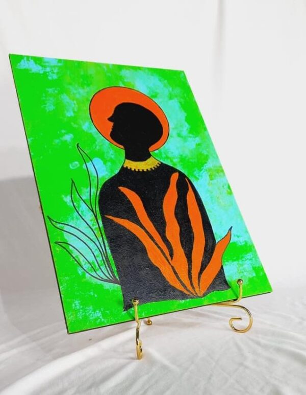 this is handmade "Sacred Silhouette" - Vibrant Abstract Portrait Painting - Image 2