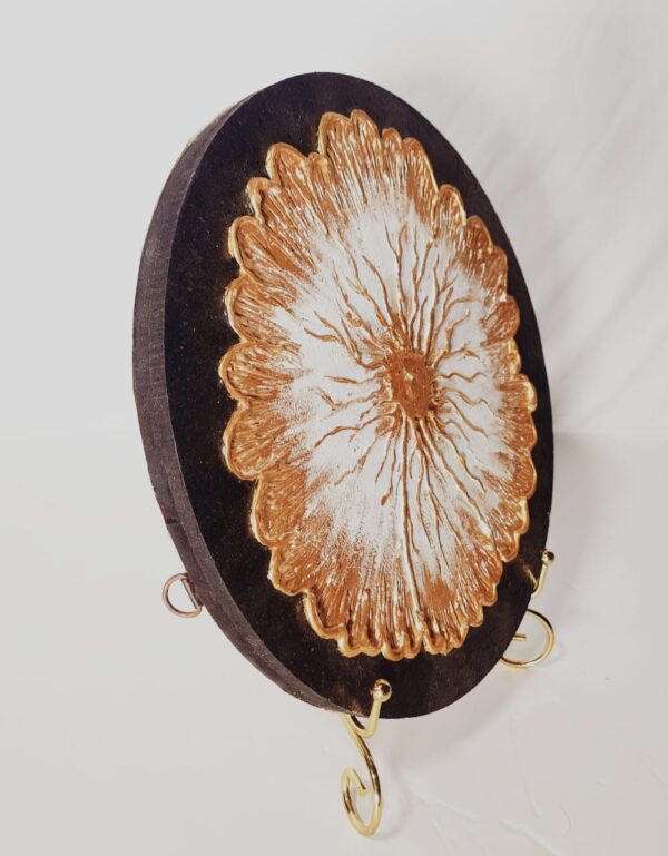 This piece a Hand-Painted Decorative Wall Plate featuring a textured floral design. - Image 3