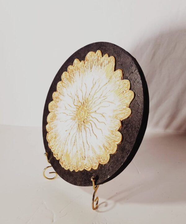 This piece a Hand-Painted Decorative Wall Plate featuring a textured floral design. - Image 2