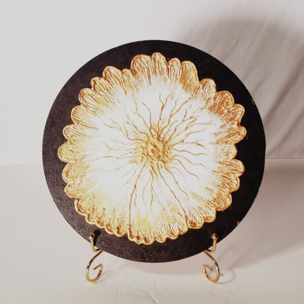 This piece a Hand-Painted Decorative Wall Plate featuring a textured floral design.