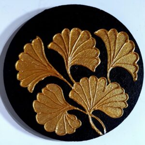 This is "Golden Ginkgo Leaf Textured Wall Art" 3D Embossed Textured Art on Canvas