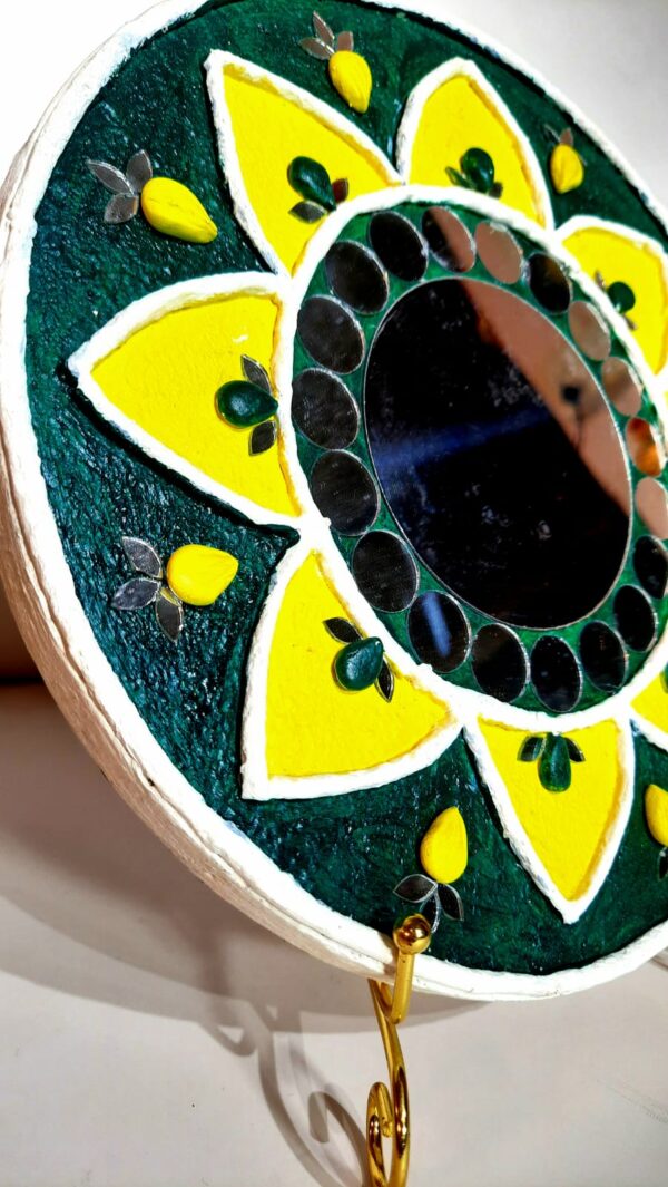 This is "Sunflower Mirror Art - Handmade Textured Wall Decor" Handcrafted Mirror and 3D Textured Art - Image 3