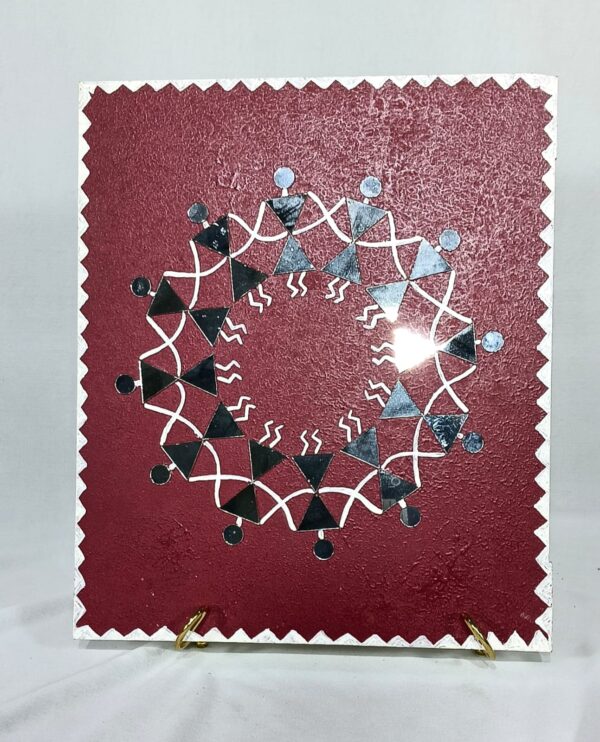this is Handcrafted Warli Art Decorative Tile