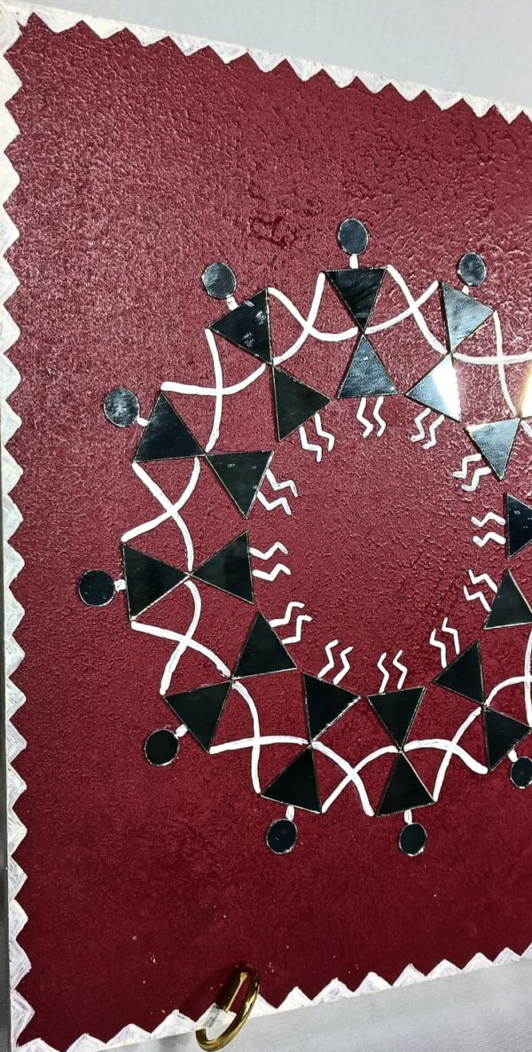 this is Handcrafted Warli Art Decorative Tile - Image 2