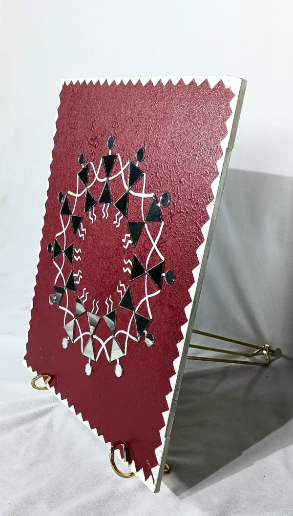 this is Handcrafted Warli Art Decorative Tile - Image 3