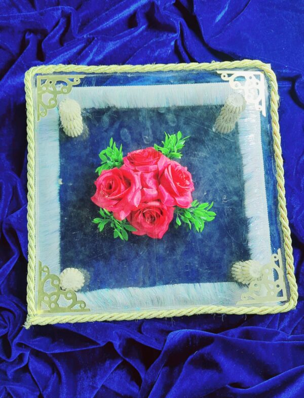 Luxury Handcrafted Floral Art withGolden Detailing Royal  Floral Ring Tray