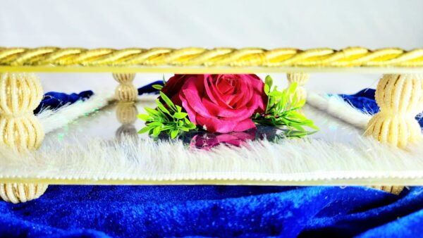 Luxury Handcrafted Floral Art withGolden Detailing Royal  Floral Ring Tray - Image 3