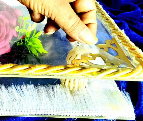 Luxury Handcrafted Floral Art withGolden Detailing Royal  Floral Ring Tray - Image 4