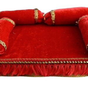 Premium Red Velvet Singhasan for Bhagwan | Decorative Miniature Throne for Idols