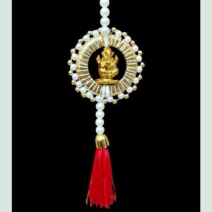 Lord Ganesha Pearl Hanging Toran Charm with Red Tassel