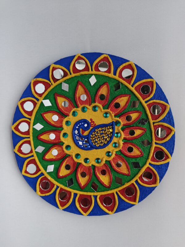 This is indeed a beautiful piece of Vibrant Peacock Lippan Art Mirror