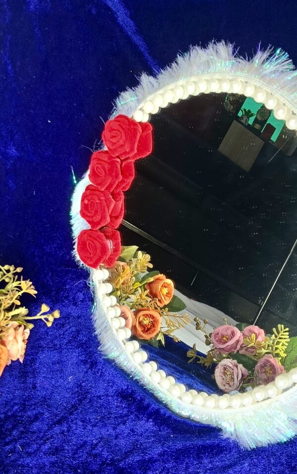 "Pearl Blossom Vanity Mirror – Handcrafted Decorative Mirror" - Image 2