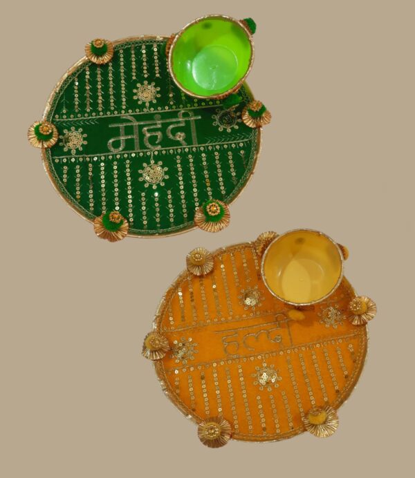 Festive Wedding Thali Set - Mehndi & Haldi